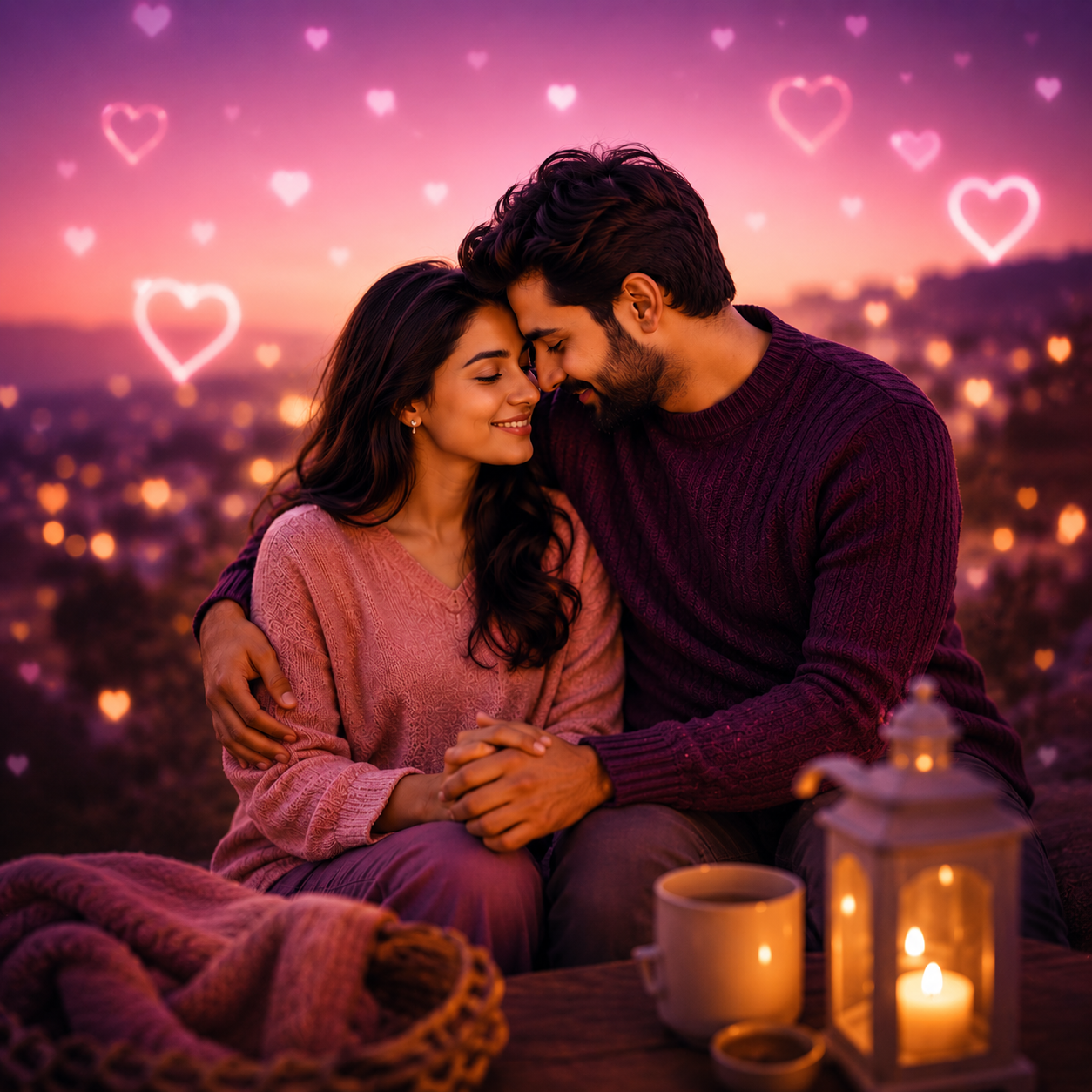 Couple sharing a warm romantic moment